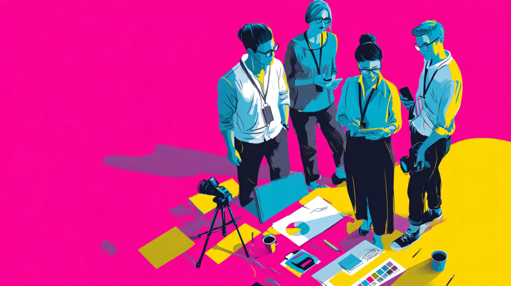 Illustration of rebranding team